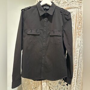 Sport The Kooples Black Military-Style Jean Shirt